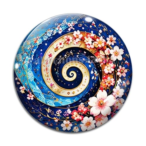Cabochon spirale fleur, cabochon résine, verre rond différente taille