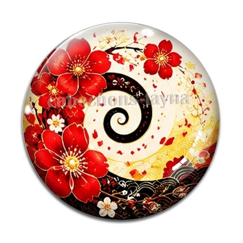 Cabochon spirale fleur, cabochon résine, verre rond différente taille