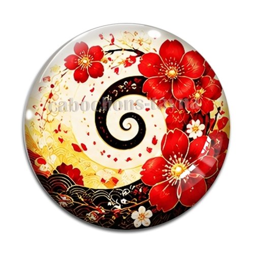 Cabochon spirale fleur, cabochon résine, verre rond différente taille
