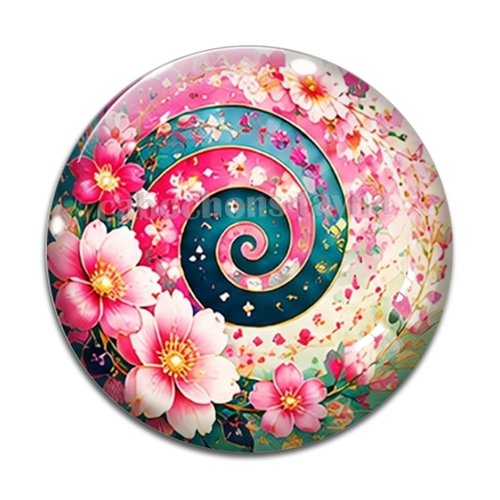 Cabochon spirale fleur, cabochon résine, verre rond différente taille