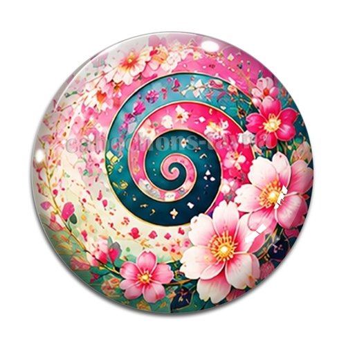Cabochon spirale fleur, cabochon résine, verre rond différente taille
