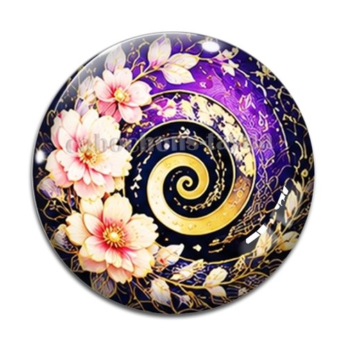 Cabochon spirale fleur, cabochon résine, verre rond différente taille