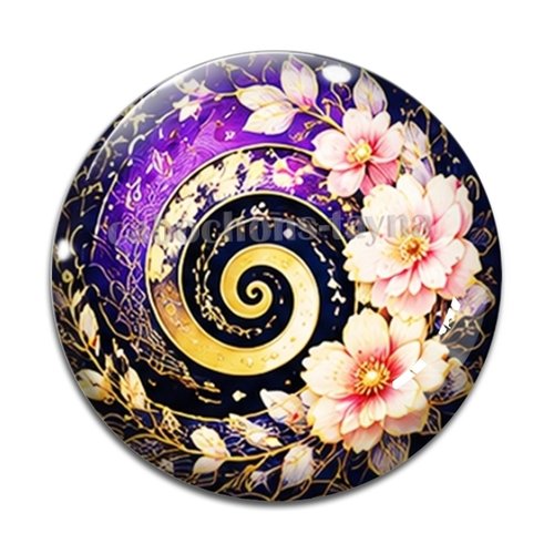 Cabochon spirale fleur, cabochon résine, verre rond différente taille
