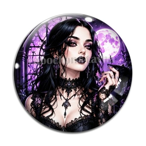 Cabochon femme gothique, cabochon résine, verre rond différente taille
