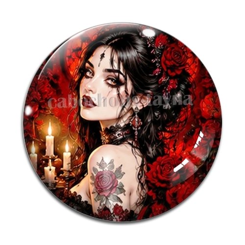 Cabochon femme gothique, cabochon résine, verre rond différente taille