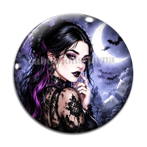 Cabochon femme gothique, cabochon résine, verre rond différente taille