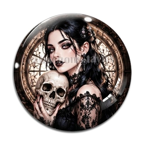 Cabochon femme gothique, cabochon résine, verre rond différente taille