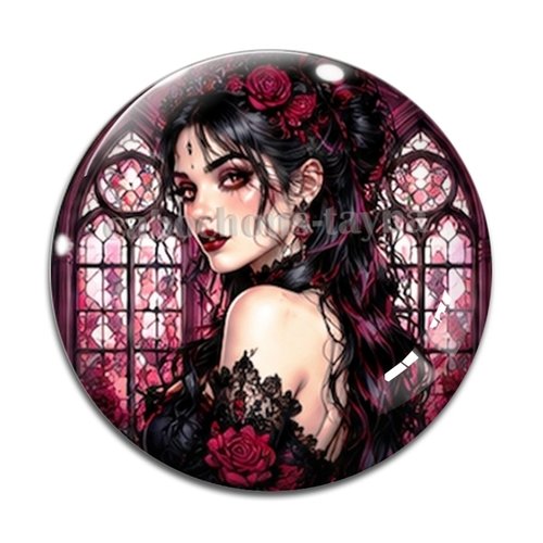 Cabochon femme gothique, cabochon résine, verre rond différente taille