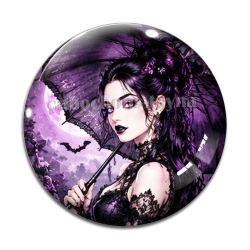 Cabochon femme gothique, cabochon résine, verre rond différente taille