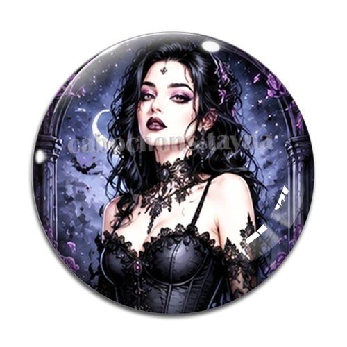 Cabochon femme gothique, cabochon résine, verre rond différente taille