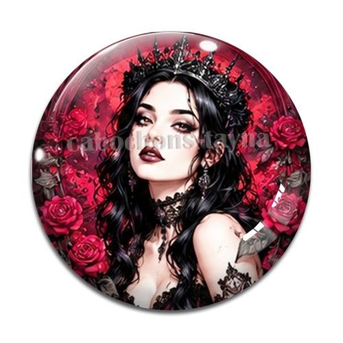 Cabochon femme gothique, cabochon résine, verre rond différente taille