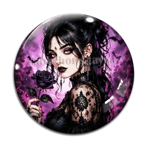 Cabochon femme gothique, cabochon résine, verre rond différente taille