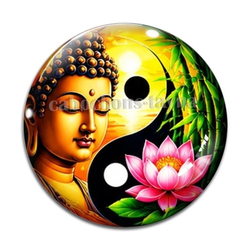 Cabochon bouddha yin yang– résine ou verre – différentes tailles disponibles