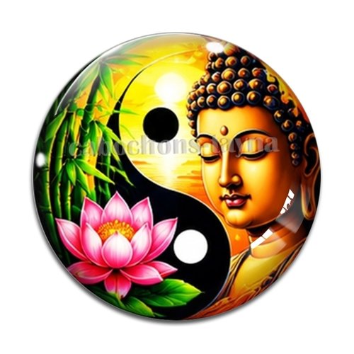 Cabochon bouddha yin yang– résine ou verre – différentes tailles disponibles