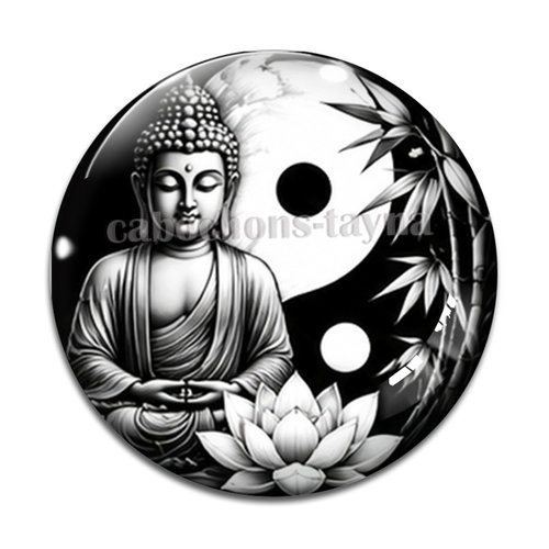 Cabochon bouddha yin yang– résine ou verre – différentes tailles disponibles