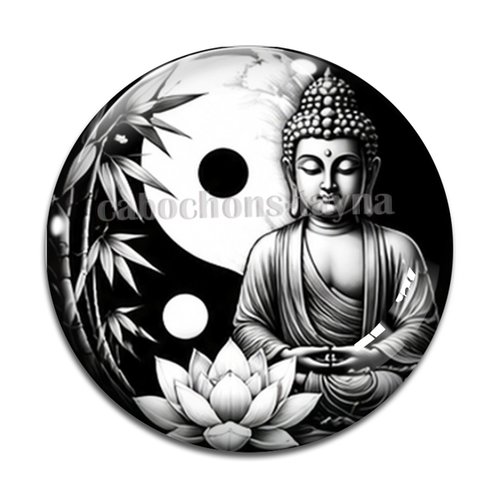 Cabochon bouddha yin yang– résine ou verre – différentes tailles disponibles