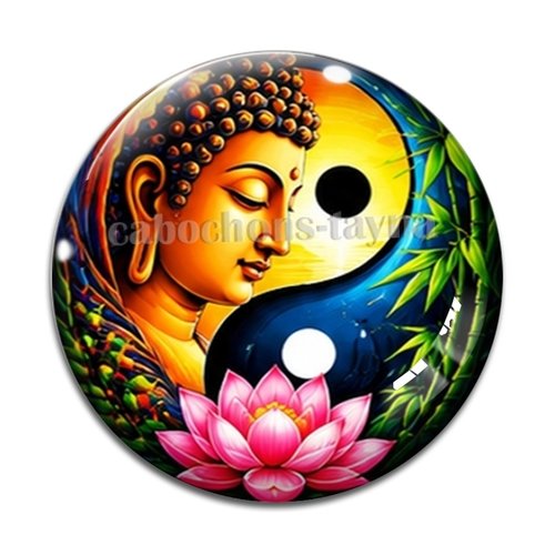 Cabochon bouddha yin yang– résine ou verre – différentes tailles disponibles