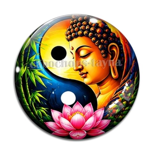 Cabochon bouddha yin yang– résine ou verre – différentes tailles disponibles