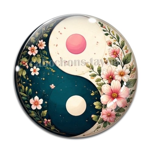 Cabochon  yin yang– résine ou verre – différentes tailles disponibles