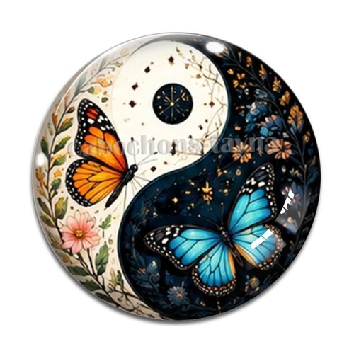 Cabochon  yin yang– résine ou verre – différentes tailles disponibles