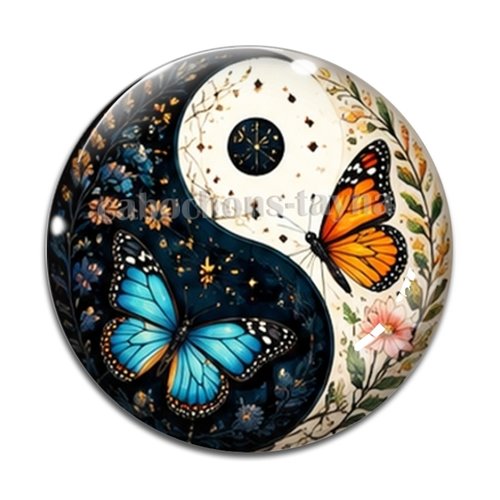 Cabochon  yin yang– résine ou verre – différentes tailles disponibles