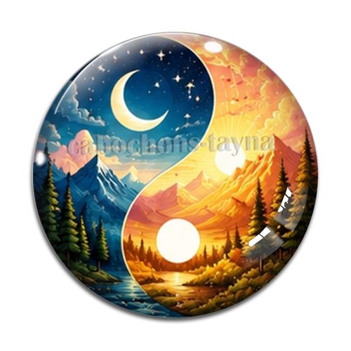 Cabochon  yin yang– résine ou verre – différentes tailles disponibles