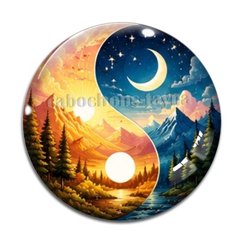 Cabochon  yin yang– résine ou verre – différentes tailles disponibles