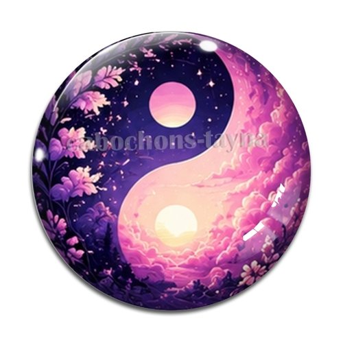 Cabochon  yin yang– résine ou verre – différentes tailles disponibles