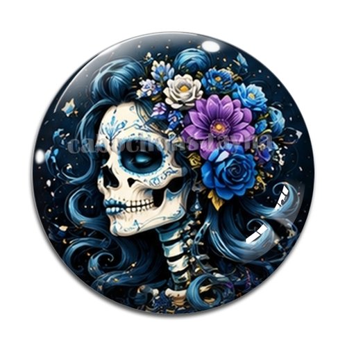 Cabochon femme squelette gothique, cabochon résine - ou verre rond différente taille