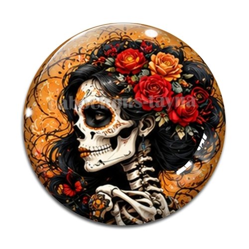 Cabochon femme squelette gothique, cabochon résine - ou verre rond différente taille