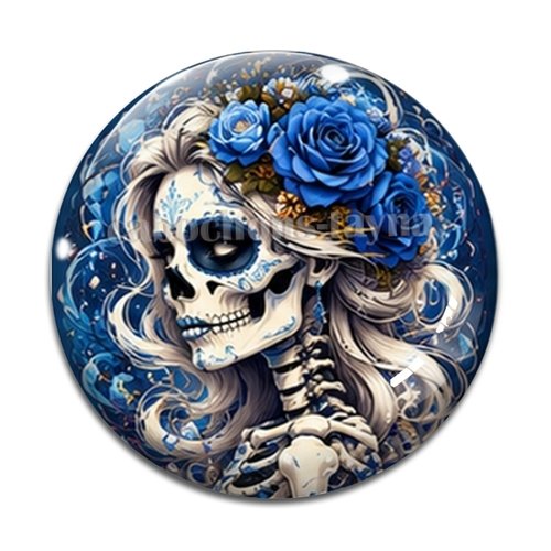 Cabochon femme squelette gothique, cabochon résine - ou verre rond différente taille