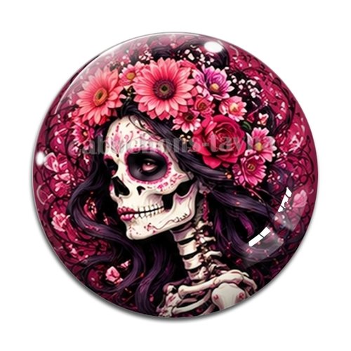 Cabochon femme squelette gothique, cabochon résine - ou verre rond différente taille