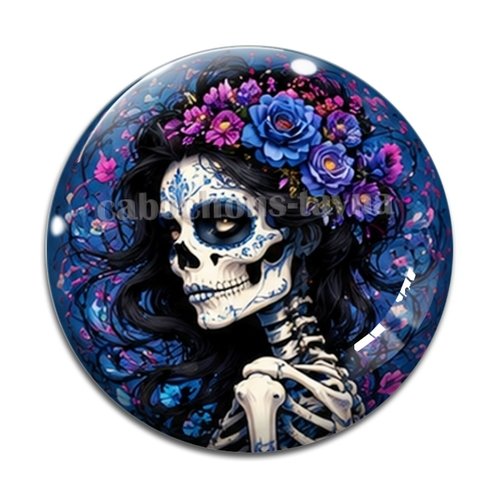 Cabochon femme squelette gothique, cabochon résine - ou verre rond différente taille