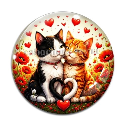 Cabochon petits chats coquelicots, résine ou verre rond différente taille