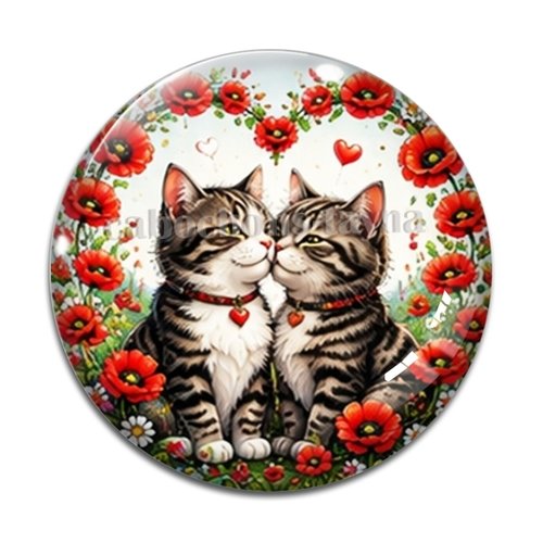 Cabochon petits chats coquelicots, résine ou verre rond différente taille