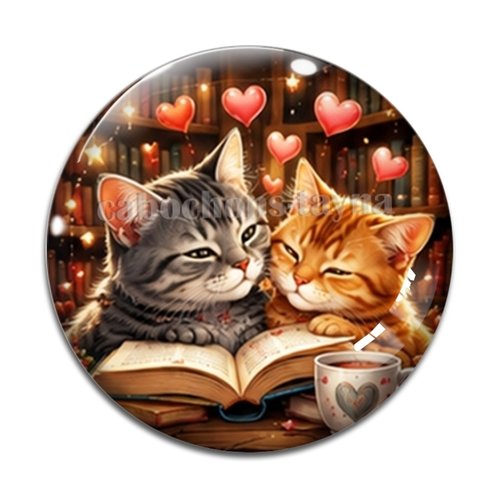 Cabochon petits chats livre, résine ou verre rond différente taille