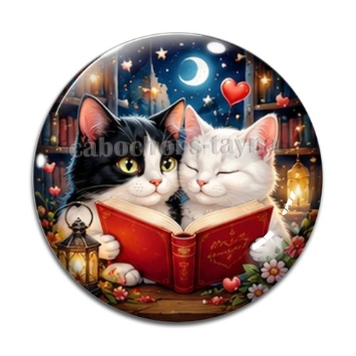 Cabochon petits chats livre, résine ou verre rond différente taille