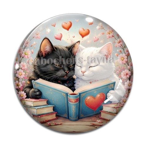 Cabochon petits chats livre, résine ou verre rond différente taille