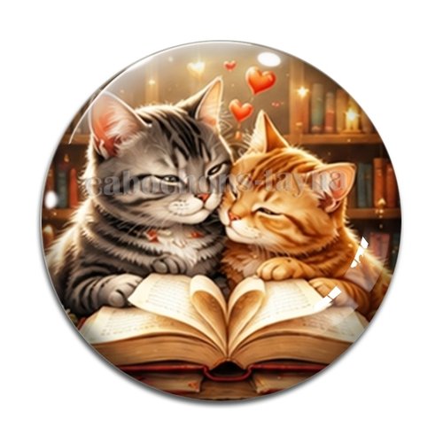 Cabochon petits chats livre, résine ou verre rond différente taille