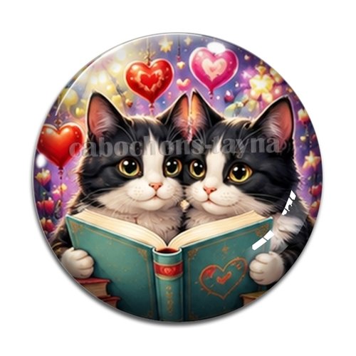 Cabochon petits chats livre, résine ou verre rond différente taille