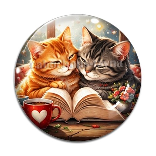 Cabochon petits chats livre, résine ou verre rond différente taille