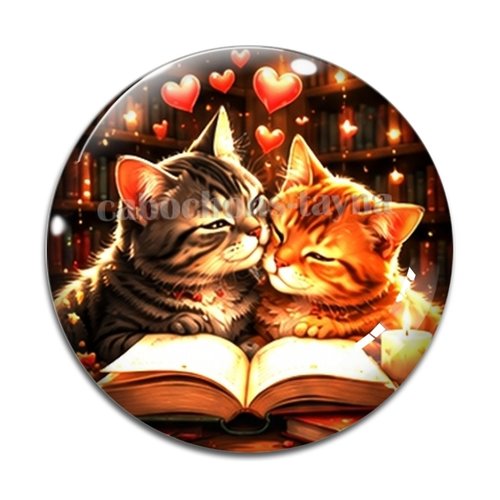 Cabochon petits chats livre, résine ou verre rond différente taille
