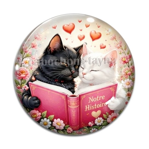 Cabochon petits chats livre, résine ou verre rond différente taille