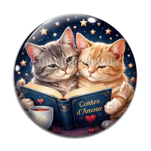 Cabochon petits chats livre, résine ou verre rond différente taille