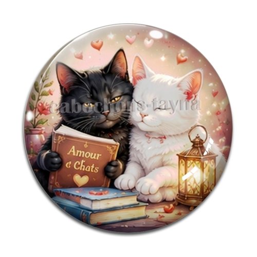 Cabochon petits chats livre, résine ou verre rond différente taille