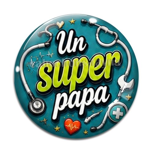 Cabochon un super papa, résine ou verre rond différente taille