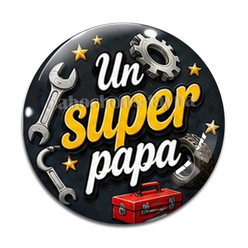 Cabochon un super papa, résine ou verre rond différente taille
