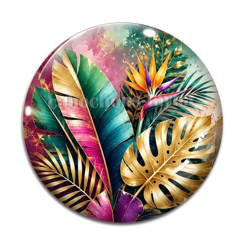 Cabochon feuille multicolore, cabochon résine - ou verre rond différente taille
