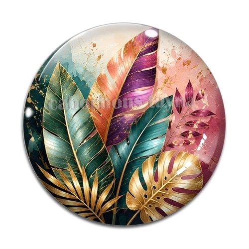 Cabochon feuille multicolore, cabochon résine - ou verre rond différente taille