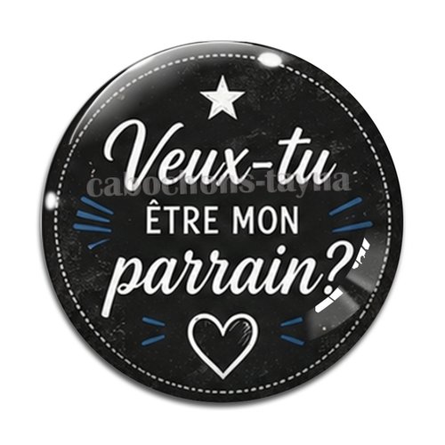 Cabochon veux tu être mon parrain, cabochon résine, verre rond différente taille